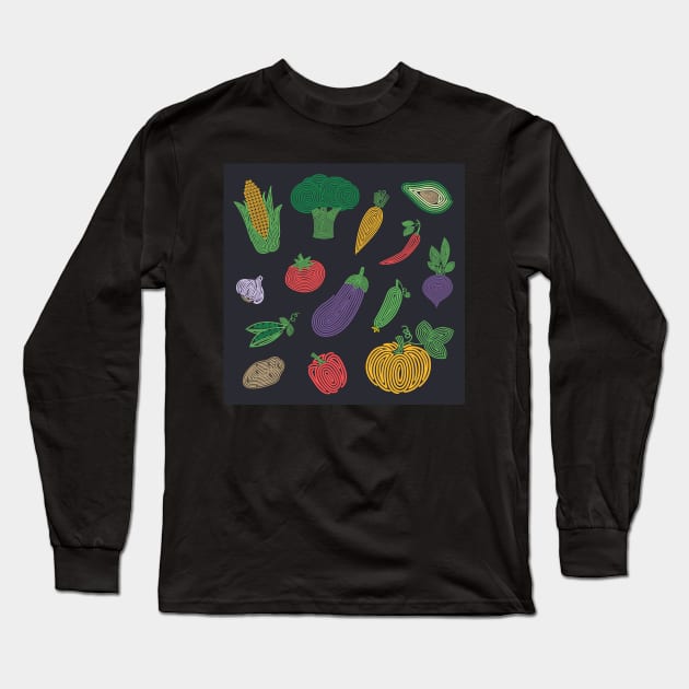Hypno veggies Long Sleeve T-Shirt by runlenarun